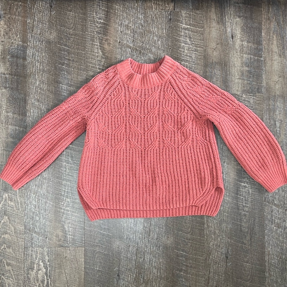 Girls pink heart knit sweater Old Navy size small (6/7)